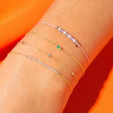 Silver S925 Emerald Diamond Inlaid Bracelet for Women