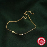 925 Silver Cross Zircon Bracelet Chain Women Girls