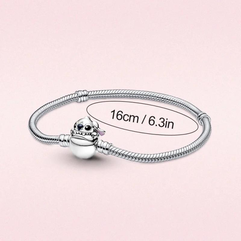 925 Silver Bracelet Mouse Heart Clasp Snake Chain Bracelet for Women