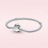 925 Silver Bracelet Mouse Heart Clasp Snake Chain Bracelet for Women