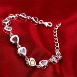 925 Silver Charm Bracelet Chain Crystal Stone Drop Jewelry for Women