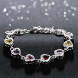 925 Silver Charm Bracelet Chain Crystal Stone Drop Jewelry for Women