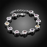 925 Silver Charm Bracelet Chain Crystal Stone Drop Jewelry for Women