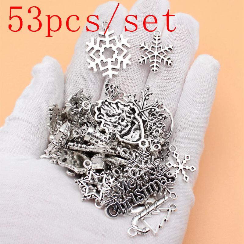 Christmas Charms Set Snowflakes Elk Snowman Santa Claus Tree 53pcs