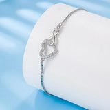 925 Silver Crystal Heart Bracelet for Women Jewelry Gift