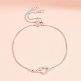 925 Silver Crystal Heart Bracelet for Women Jewelry Gift