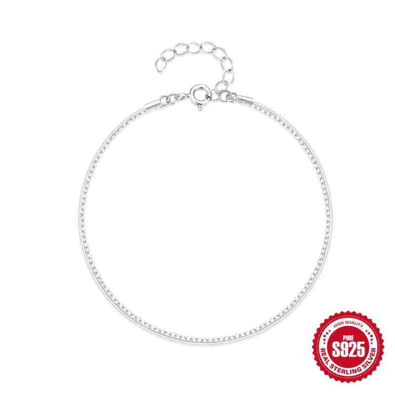 925 Silver Bangle Bracelet Disc Charm Bead Chain Women Men Jewelry