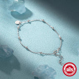 925 Silver Bangle Bracelet Disc Charm Bead Chain Women Men Jewelry