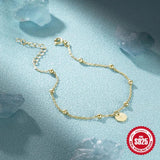 925 Silver Bangle Bracelet Disc Charm Bead Chain Women Men Jewelry