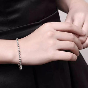 925 Silver 4mm Round Ball Beads Bracelet Women Girls Gift