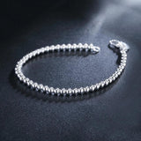 925 Silver 4mm Round Ball Beads Bracelet Women Girls Gift