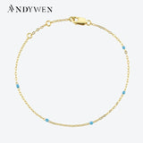 925 Silver Turquoise Enamel Bracelet Crystal Jewelry