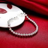 925 Silver 6mm Round Ball Beads Bracelet for Women Girls