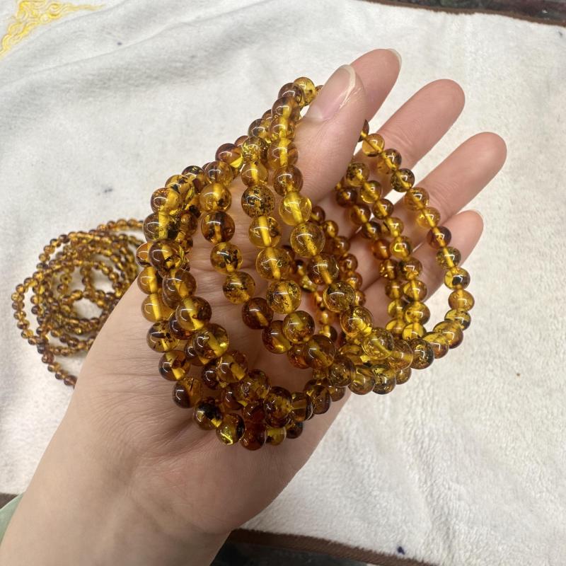 Natural Amber Bracelet DIY Loose Beads Gemstone Bangle for Woman Gift