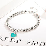 925 Silver Heart Enamel Bracelet, Romantic Charm Jewelry