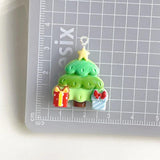 10Pcs Resin Christmas House Snowman Tree Charms for DIY Crafts Jewelry Findings