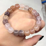 Jade Bracelet Women Men Violet Golden Silk Stone Beaded Bangle