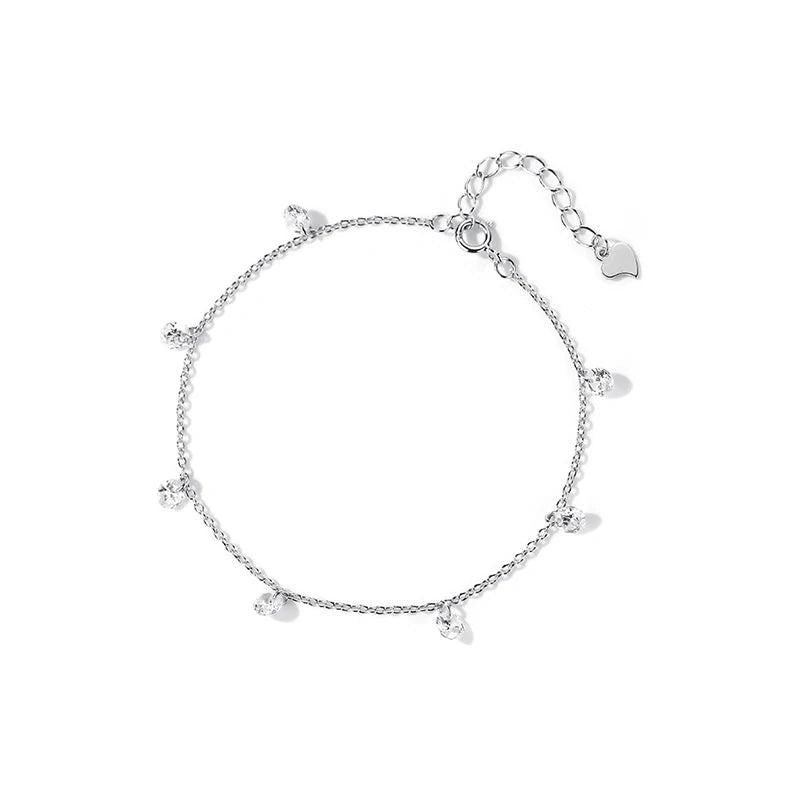 925 Sterling Silver Zircon Chain Bracelet for Women