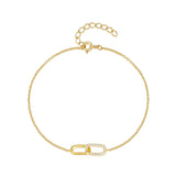 925 Silver Double Square Bracelet Eternity Zircon Bracelet for Women