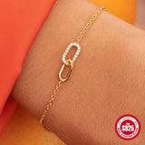 925 Silver Double Square Bracelet Eternity Zircon Bracelet for Women