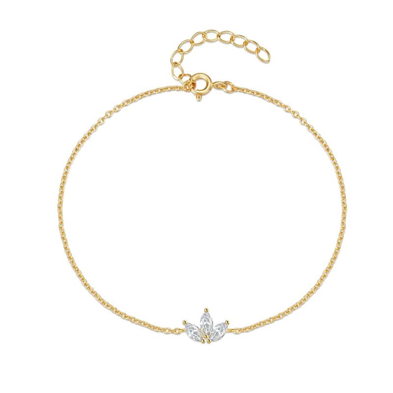 925 Silver Crown Zircon Flower Bracelet for Women
