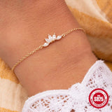 925 Silver Crown Zircon Flower Bracelet for Women