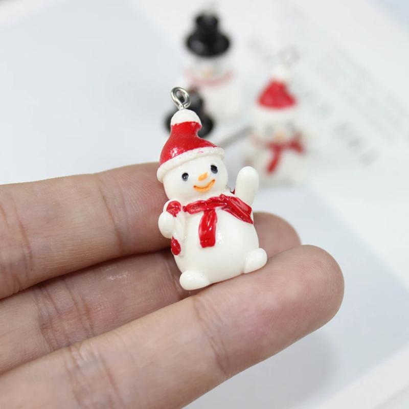 10Pcs/Lot Christmas Charm Resin 3D Snowman Pendant DIY Crafts Jewelry Making