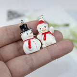 10Pcs/Lot Christmas Charm Resin 3D Snowman Pendant DIY Crafts Jewelry Making