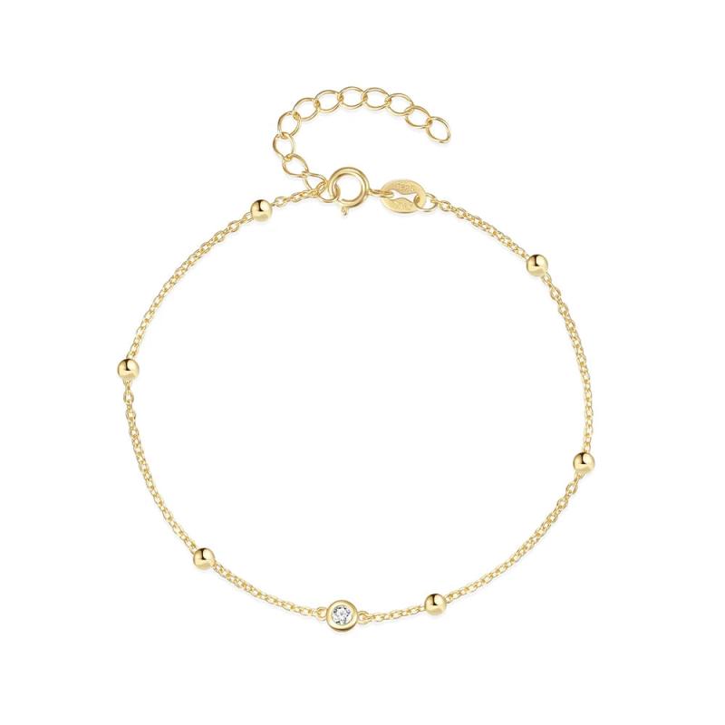 925 Silver Zircon Mini Bead Bracelet for Women
