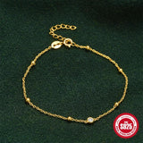 925 Silver Zircon Mini Bead Bracelet for Women