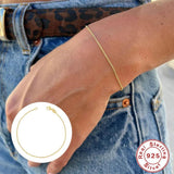 925 Silver Couples Bracelet Thin Chain Snap Button Jewelry