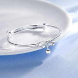 925 Silver Bangle Bracelet Bow Bead Charms Wedding Party Adjustable
