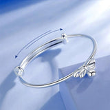 925 Silver Bangle Bracelet Bow Bead Charms Wedding Party Adjustable