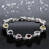 925 Silver Charm Bracelets Chain Crystal Stone Drop Jewelry Women Wedding