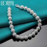 925 Silver 8mm Matte Bead Chain Bracelet Wedding Jewelry