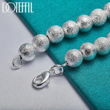 925 Silver 8mm Matte Bead Chain Bracelet Wedding Jewelry