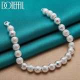 925 Silver 8mm Matte Bead Chain Bracelet Wedding Jewelry
