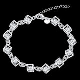 925 Silver Lab Diamond Square Cube Bracelet for Women