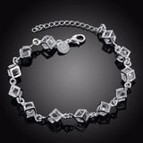 925 Silver Lab Diamond Square Cube Bracelet for Women