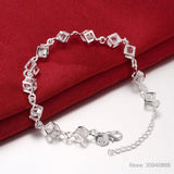 925 Silver Lab Diamond Square Cube Bracelet for Women