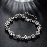 925 Silver Lab Diamond Square Cube Bracelet for Women