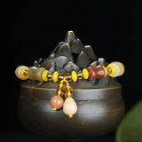 Golden Silk Jade Bamboo Bracelet Women Gemstone Jewelry