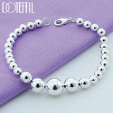 925 Silver Ball Bead Chain Bracelet Smooth Gradient Size