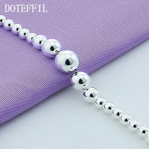 925 Silver Ball Bead Chain Bracelet Smooth Gradient Size