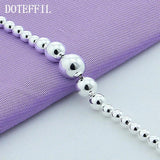 925 Silver Ball Bead Chain Bracelet Smooth Gradient Size