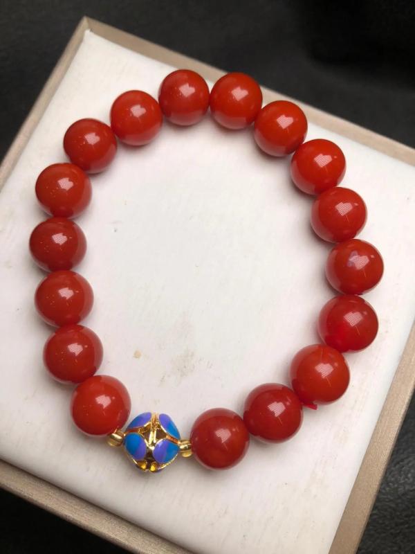 Red Jade Bead Bracelet Healing Gemstone Jewelry