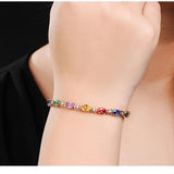 925 Silver Bracelet Colored Gemstone Rose And Silver Bracelet Woman Charm Jewelr