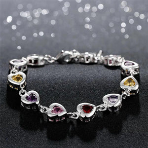 925 Silver Crystal Stone Drop Bracelet for Women