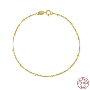 925 Silver Mini Round Beads Bracelet Romantic Chain Bracelets Classic Jewelry