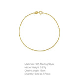 925 Silver Mini Round Beads Bracelet Romantic Chain Bracelets Classic Jewelry